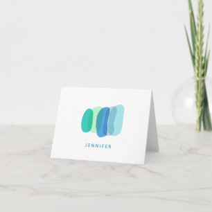 Pretty Abstract Geometric Shapes in Blue and Green Note Card