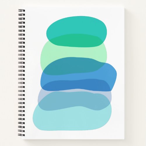 Pretty Abstract Geometric Shapes in Blue and Green Notebook