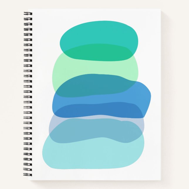 Pretty Abstract Geometric Shapes in Blue and Green Notebook (Front)