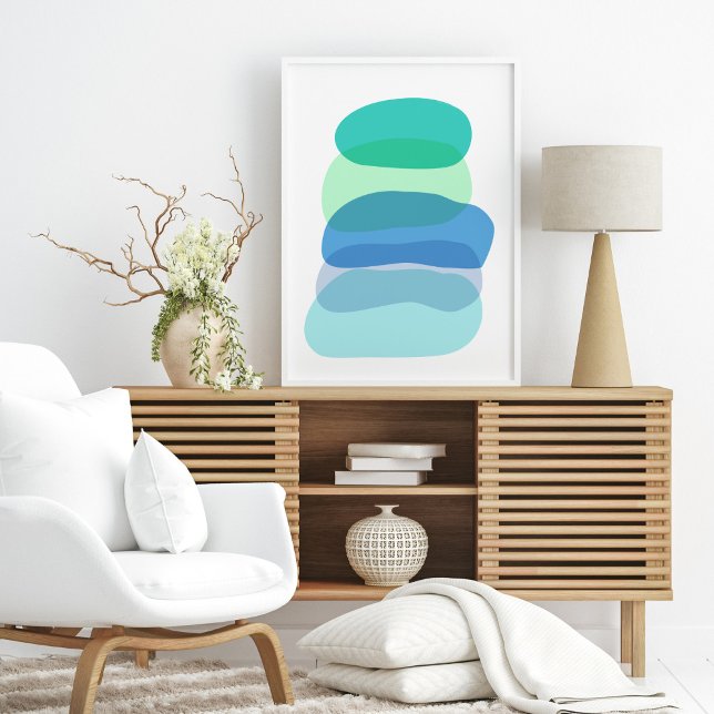 Pretty Abstract Geometric Shapes in Blue and Green Poster (Creator Uploaded)