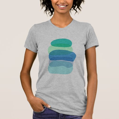Pretty Abstract Geometric Shapes in Blue and Green T_Shirt