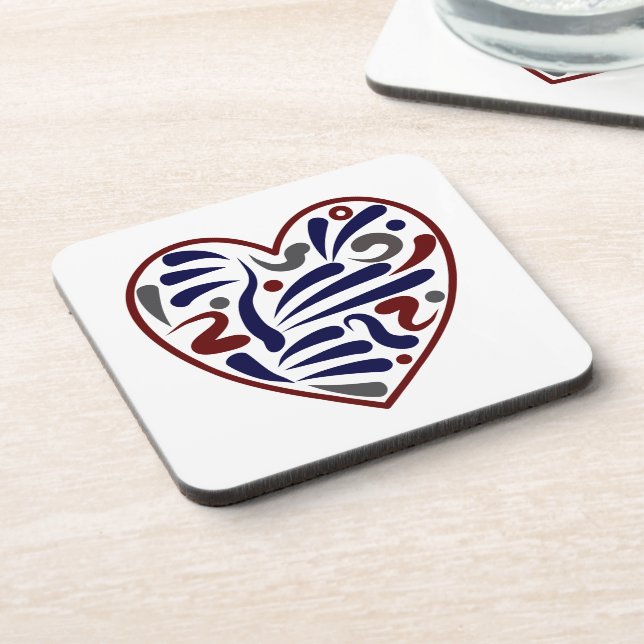 Pretty abstract heart pattern beverage coaster (Left Side)