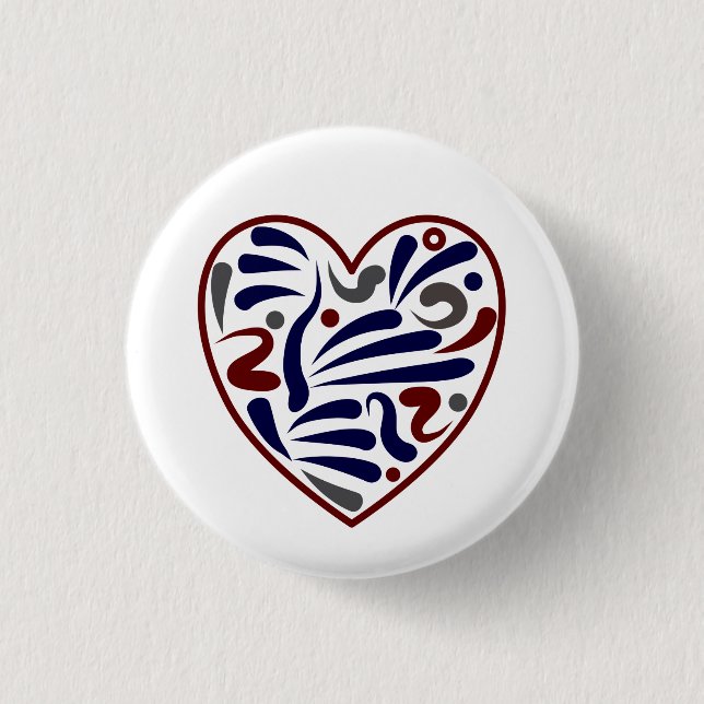 Pretty abstract heart pattern button (Front)