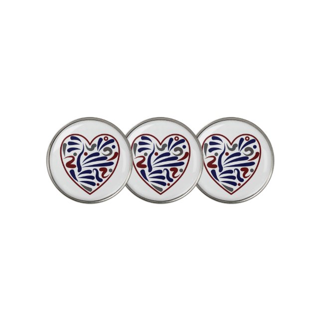 Pretty abstract heart pattern golf ball marker (3 Up)