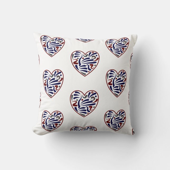 Pretty abstract hearts pattern throw pillow (Front)
