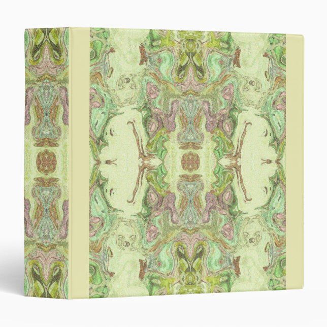 Pretty Abstract in Yellow, Lime, and Pink 3 Ring Binder (Front/Spine)