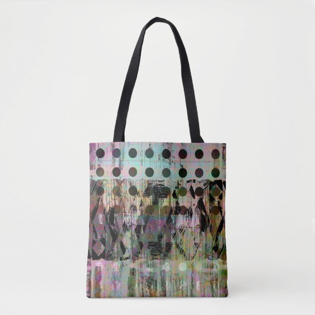Pretty Abstract Iridescent Polka Dot Wood Grain Tote Bag (Front)