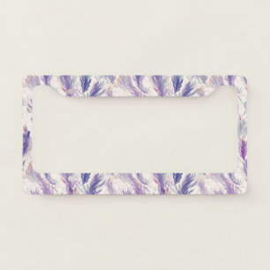 Pretty Abstract Modern Floral Feather Pattern License Plate Frame