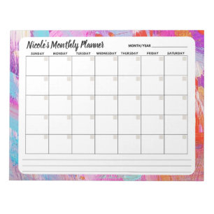 Pretty Abstract Monthly Calendar Notepad