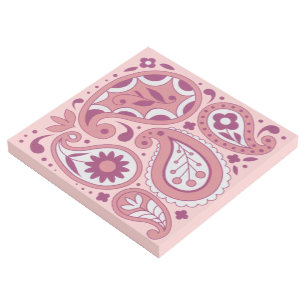 Pretty Abstract Paisley Pattern in Pinks White Gallery Wrap
