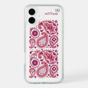 Pretty Abstract Paisley Pattern Shades Pink White iPhone 16 Plus Case
