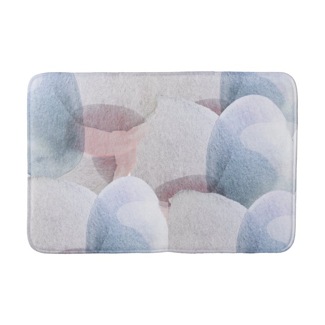 Pretty Abstract Pastel Watercolor Shapes Bath Mat (Front)