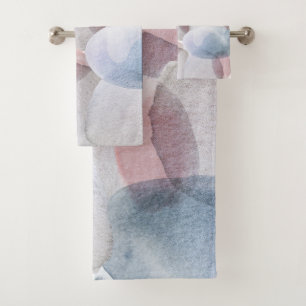 Pretty Abstract Pastel Watercolor Shapes Shower C Bath Towel Set