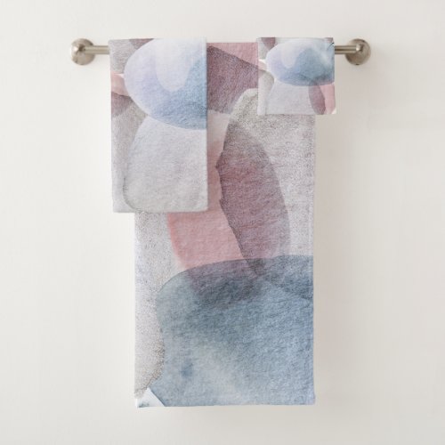 Pretty Abstract Pastel Watercolor Shapes  Shower C Bath Towel Set