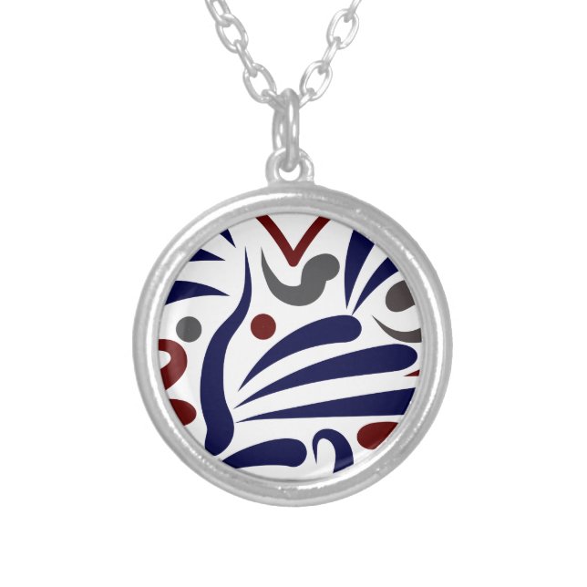 Pretty abstract pattern silver plated necklace (Front)