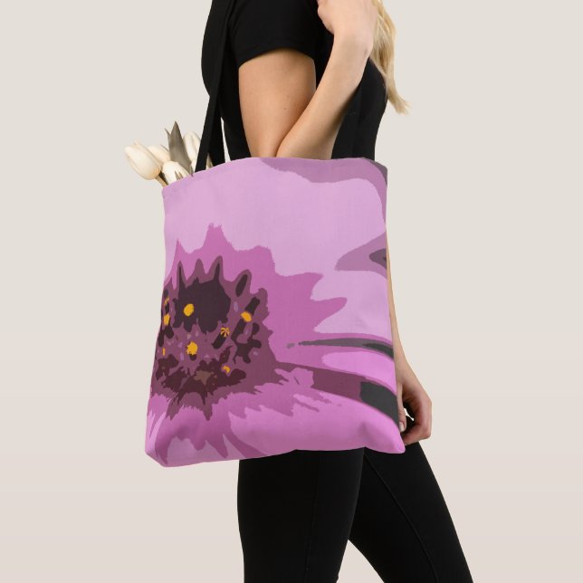 Pretty Abstract Pink Daisy Flower Tote Bag (Close Up)