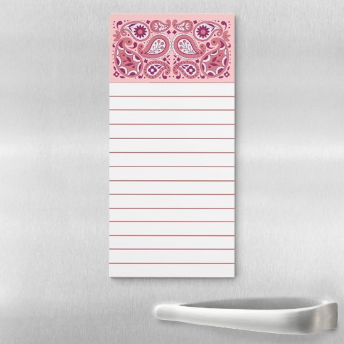 Pretty Abstract Pink Paisley Pattern Tear Drops Magnetic Notepad