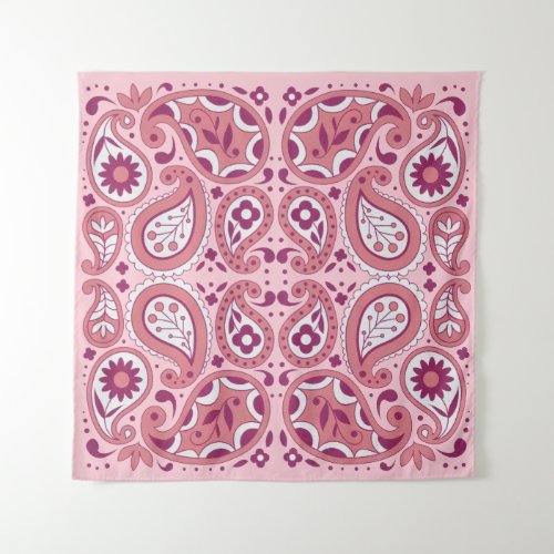 Pretty Abstract Pink White Paisley Tear Drops Tapestry