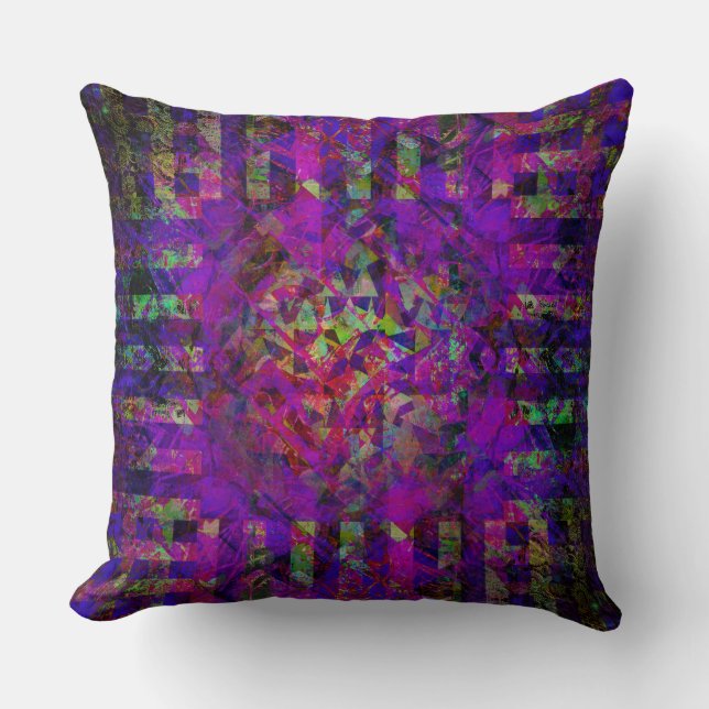 Pretty Abstract Purple Kaleidoscope Pattern Throw Pillow (Front)
