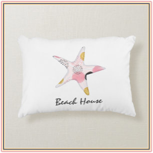 Pretty Abstract Starfish Beach House  Accent Pillow