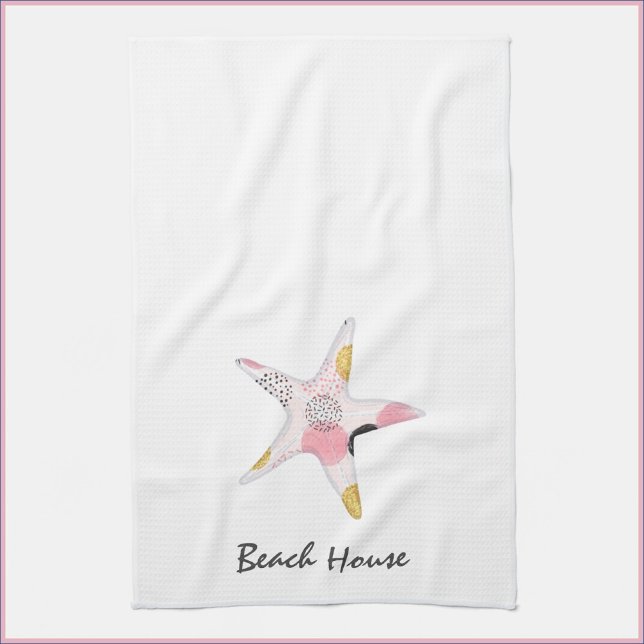 Pretty Abstract Starfish Beach House Kitchen Towel (Creator Uploaded)