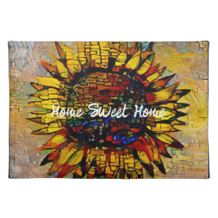 Pretty Abstract Sunflower Painting Cloth Placemat