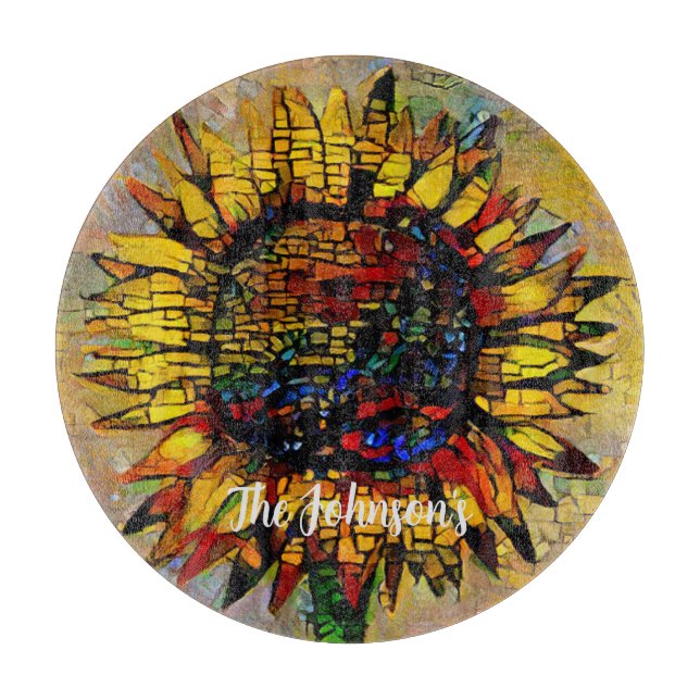 Pretty Abstract Sunflower Painting Cutting Board (Front)