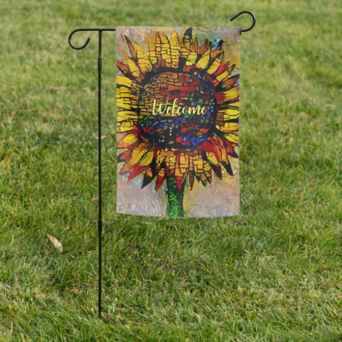 Pretty Abstract Sunflower Painting Garden Flag