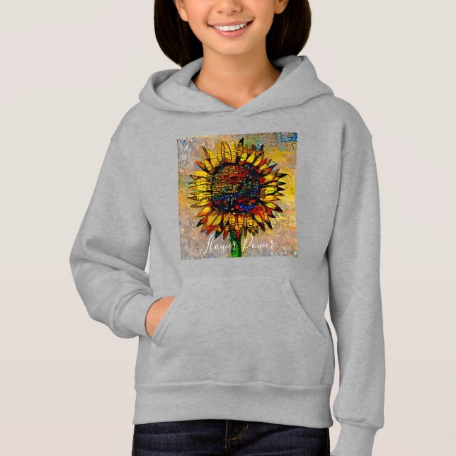 Pretty Abstract Sunflower Painting Hoodie (Front)