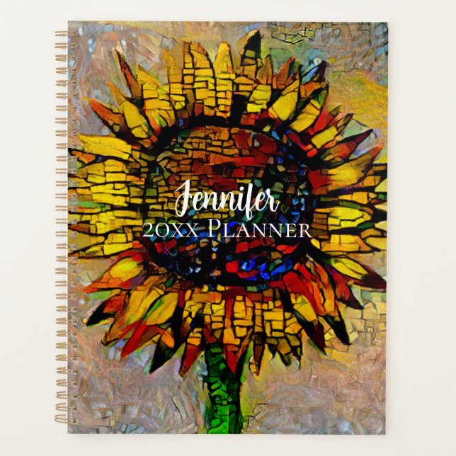 Pretty Abstract Sunflower Painting Planner (Front)
