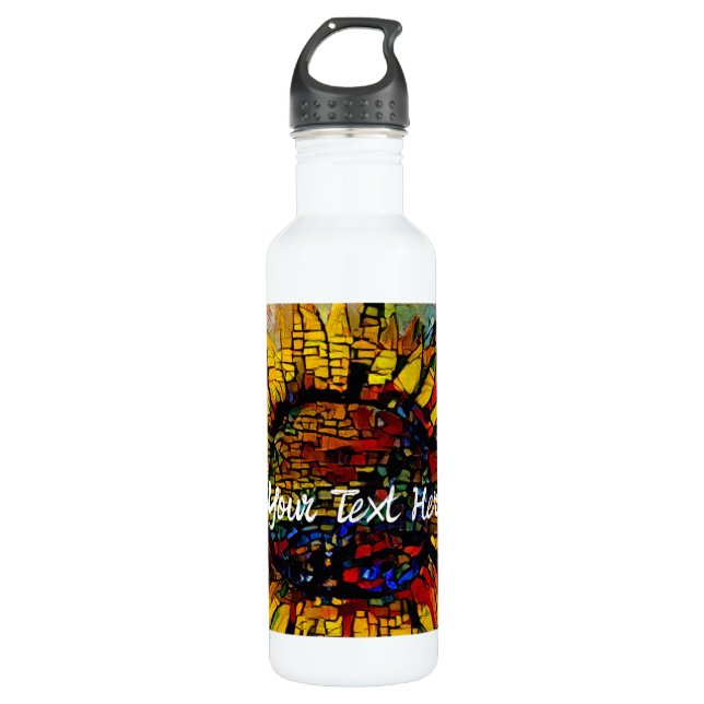 Pretty Abstract Sunflower Painting Stainless Steel Water Bottle (Front)