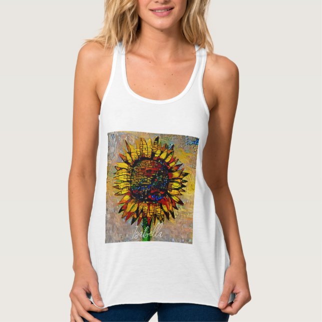 Pretty Abstract Sunflower Painting Tank Top (Front)