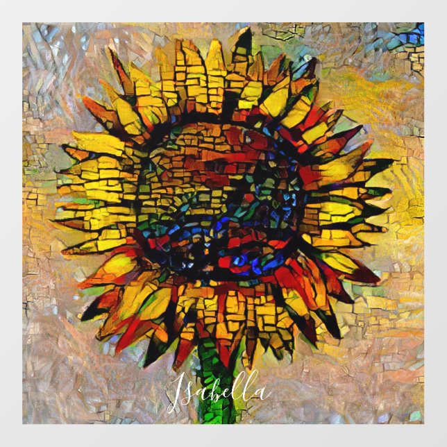 Pretty Abstract Sunflower Painting Wall Decal (Front)