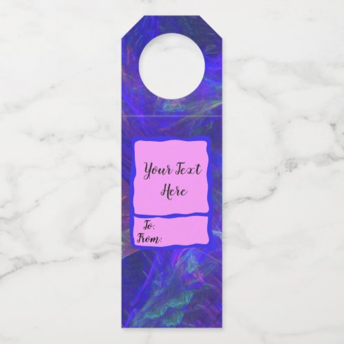 Pretty Abstract Swirls of Celestial Misty Colors Bottle Hanger Tag