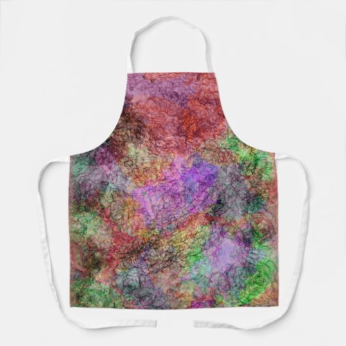 Pretty Abstract Swirls of Colors Gray Squiggles Apron