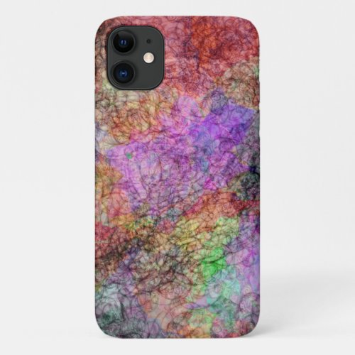 Pretty Abstract Swirls of Pastel Colors Gray lines iPhone 11 Case