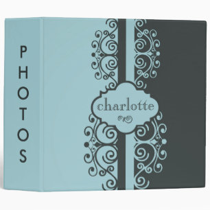 Pretty Abstract Teal And Gray Swirls Design Album Binder