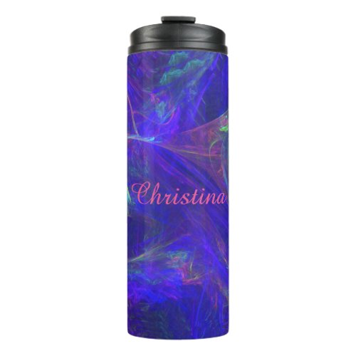 Pretty Abstract Vibrant Swirls of Pink Green Blue Thermal Tumbler
