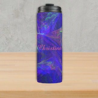 Pretty Abstract Vibrant Swirls of Pink Green Blue Thermal Tumbler