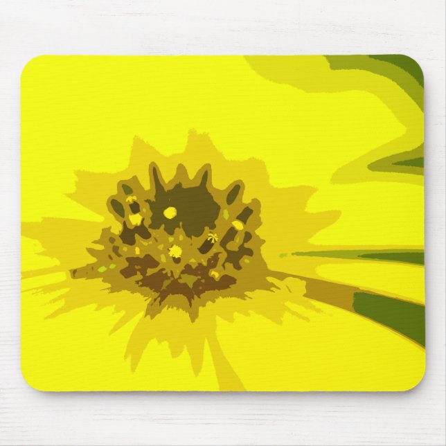 Pretty Abstract Vivid Yellow Daisy Flower  Mouse Pad (Front)