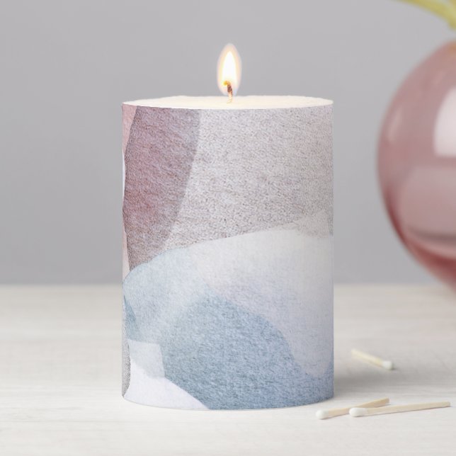 Pretty Abstract Watercolor Shapes Pillar Candle (In Situ)