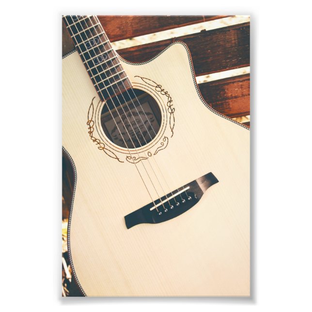 Pretty Acoustic Guitar Photo Print (Front)