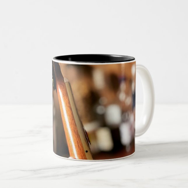 Pretty Acoustic Guitar Two-Tone Coffee Mug (Front Right)