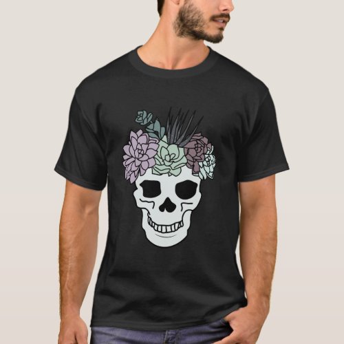 Pretty Aesthetic Skull Succulent Plant Garden Natu T_Shirt