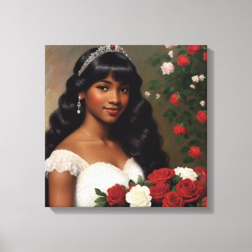 Pretty African American Debutante Roses Art Canvas Print