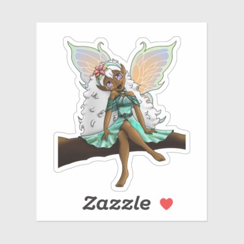 Pretty African American Fairy Sticker