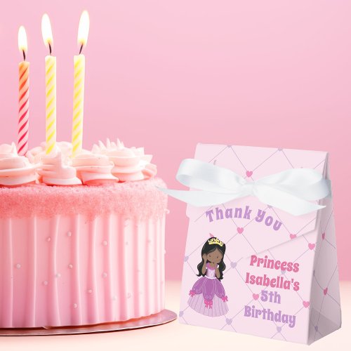 Pretty African American Princess Birthday Party Favor Boxes