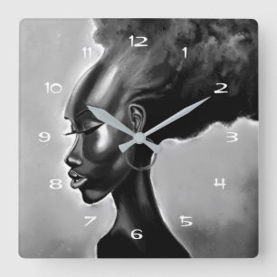 Pretty African Woman Wall Clock Painting