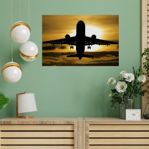 Pretty Airplane and Sunset Photo, Fun Aviation Poster