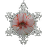 Pretty Amarylis Snowflake Pewter Christmas Ornament